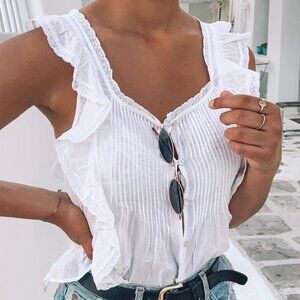 ARITZIA Wilfred la Boheme Delacroix White Cotton Tank Blouse Small